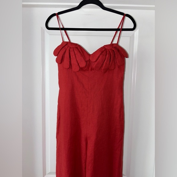 Farm Rio: Red Petals Bodice Euroflax™ Premium Linen Jumpsuit - Picture 12 of 13